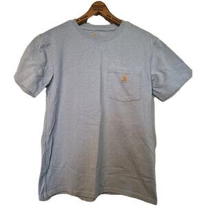 Carhartt Mens Short Sleeve Shirt Small Light Blue Logo S